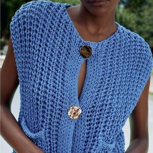 Zara chunky knit vest with gold buttons